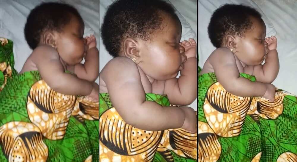 Photos of a baby sleeping.