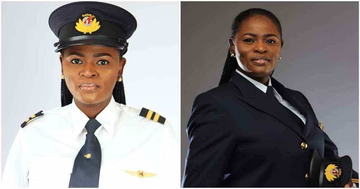 Image result for Lady celebrates as she becomes first Nigerian female pilot with Qatar Airways