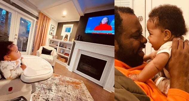 Baby sees her mother on TV for first time, photo captures emotional moment