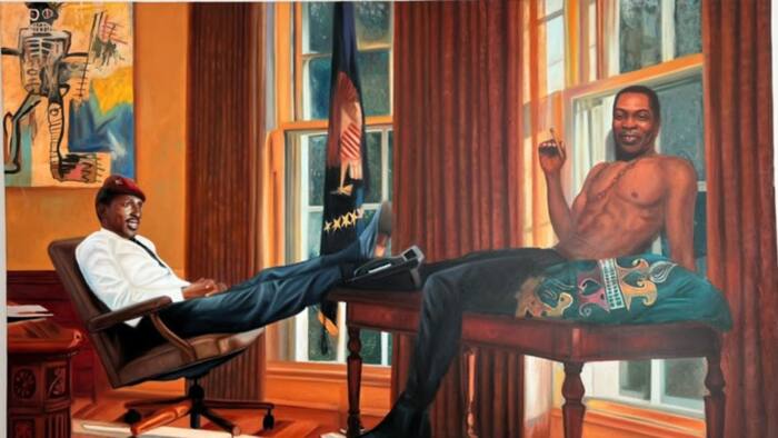 Talented Nigerian artist makes amazing painting of Fela Kuti and Thomas Sankara, puts them in the White House