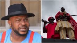 "Na God save me o": Odunlade frightened after guns were pointed at him on Orisa set, video causes a stir