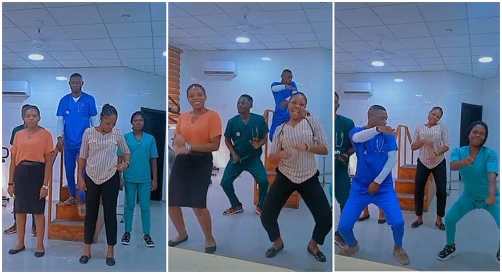 Medical doctors and nurses show off their dancing skills, vibing to "Buga" by Kizz Daniel.