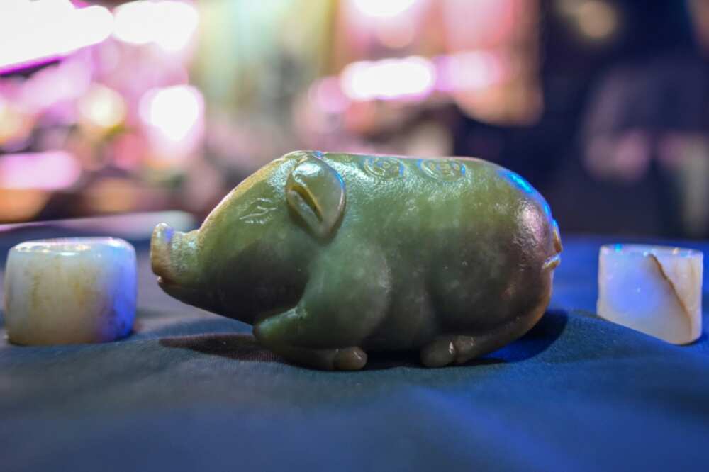 The tiny folds in the jade pig's ears show its Ming dynasty provenance, a Taipei trader told AFP