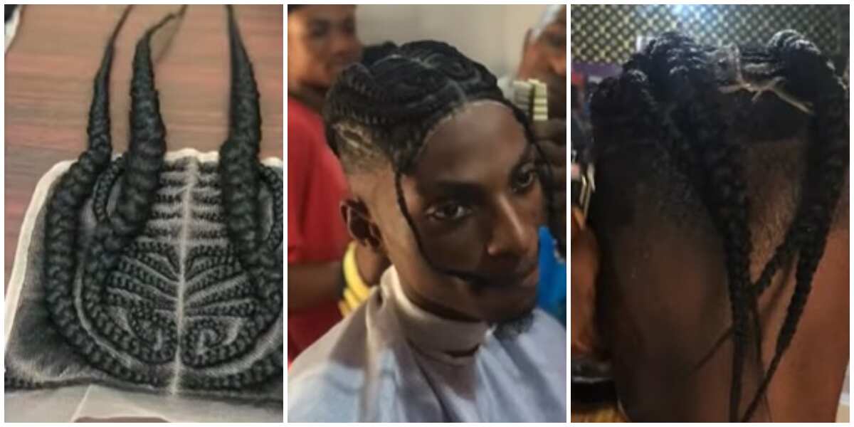 Mixed Reactions as Man Gets Braided Wig Installed in Trending