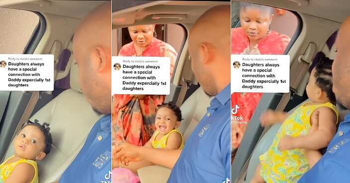 Little girl says she must sit with dad, front seat, side chick