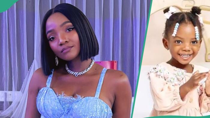 "She don born her oga": Heart warming video as Simi's daughter smartly corrects her mom with accent