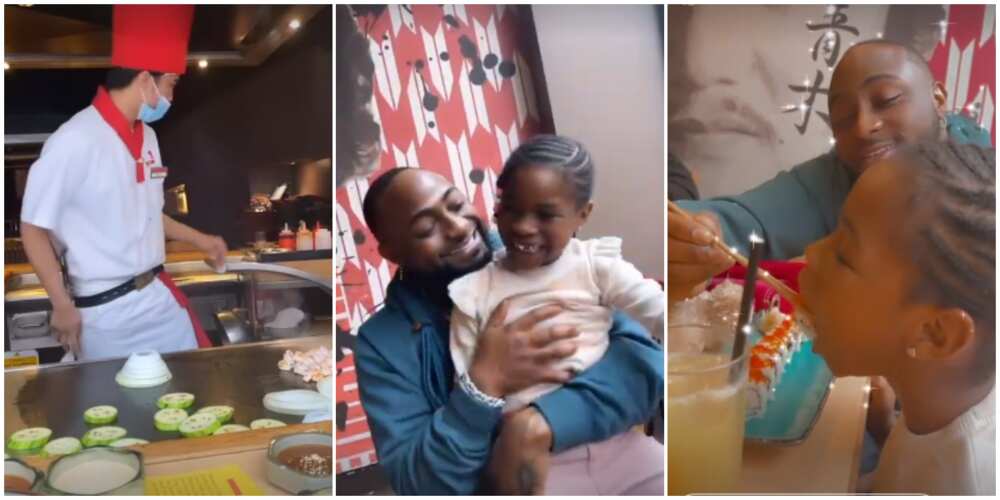 Davido takes daughter Imade on special date to a Chinese restaurant.
