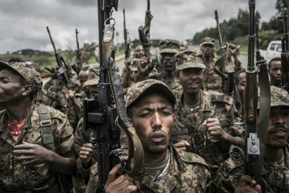 Ethiopian soldiers (pictured) have been helped out on the battlefield by the Eritrean army and regional forces