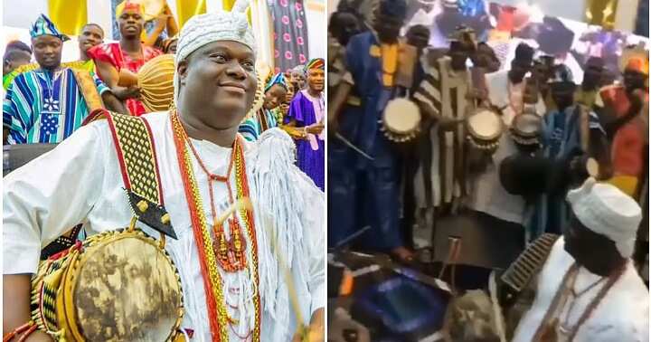 Ooni plays Gangan drum, Ooni