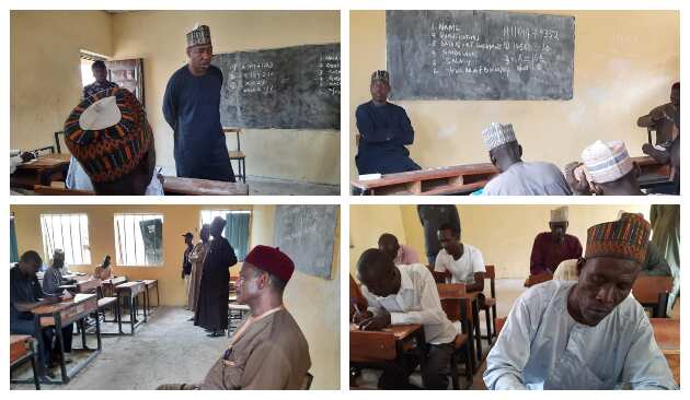 Governor Zulum invigilating the test in Baga, Borno