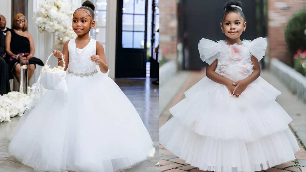 White Scoop Neck Long Sleeves Ball Gown Flower Girls Dress | Long sleeve  ball gowns, Girls dresses, Girls pageant dresses