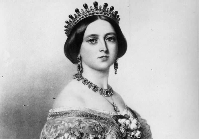 A black and white portrait of Queen Victoria
