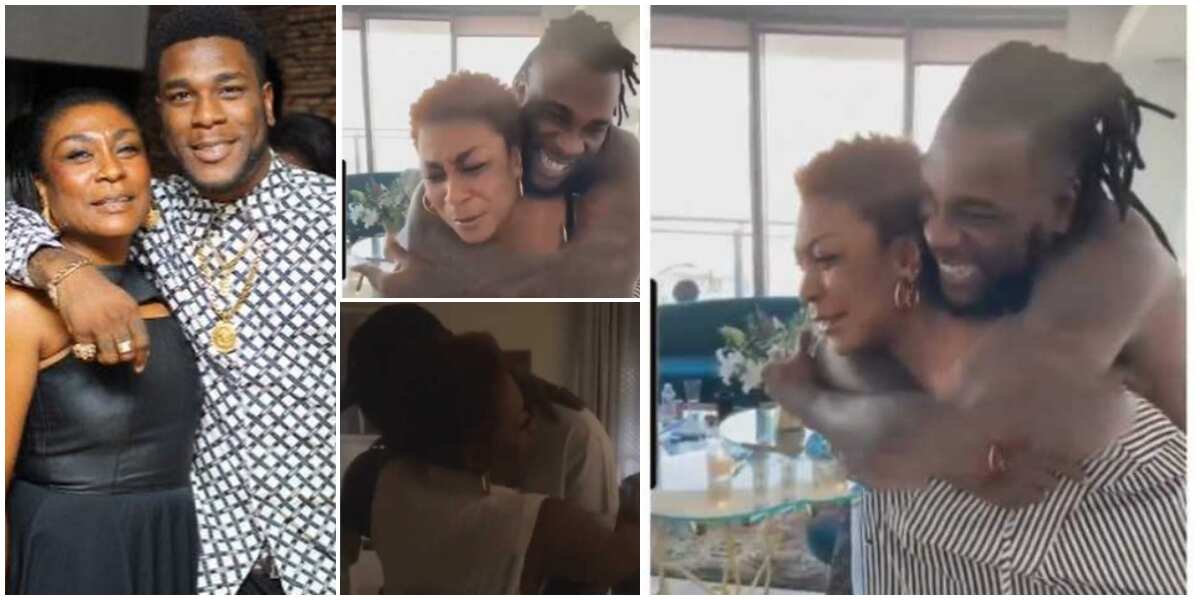 Odogwu at 30: Burna Boy's mum carries him on the back, prays for him in touching video