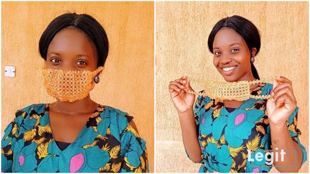 Mixed reactions as 20-year-old anatomy graduate makes face masks with beads