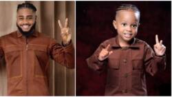 Like father, like son: BBNaija star Praise and his mini-me serve fashion goals in new photos