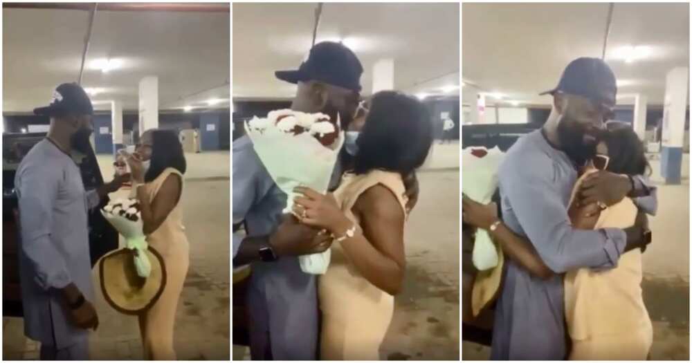 BBNaija star Khafi finally reunites with Gedoni after many months away from Nigeria (video)