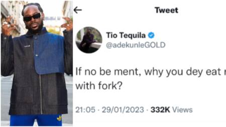 “Simi come and answer your husband”: Fans react as Adekunle Gold slams people who eat rice with fork