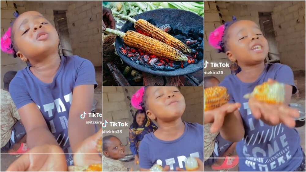 Little girl obsession for corn