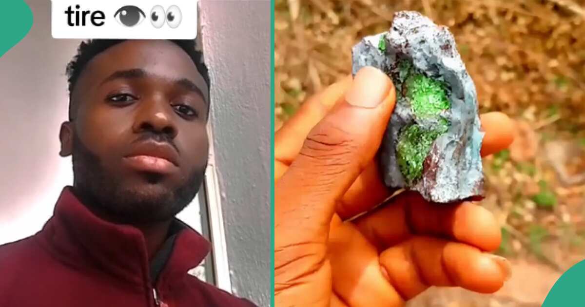Young man jubilates, displays rare stone he found on hill, seeks answers