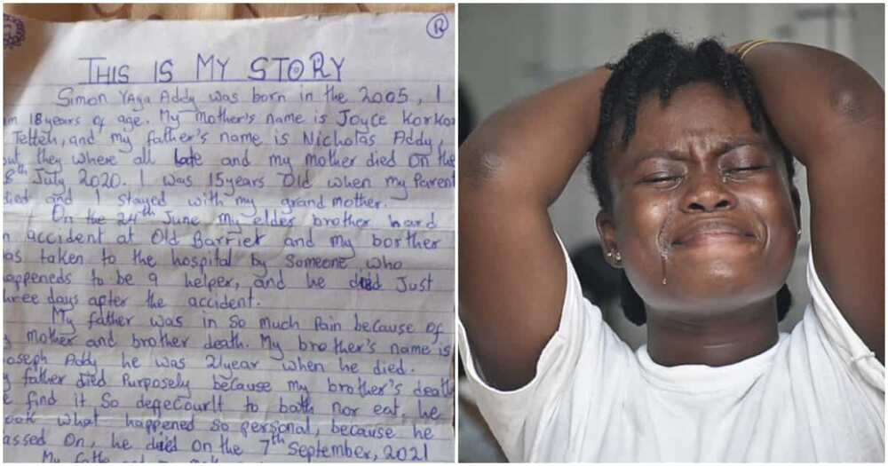 Photo of letter of orphaned class 6 pupil and an image used for this report.