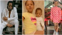 "It's the accent for me": Many gush over singer 9ice's daughter as she laments to mum about running errands