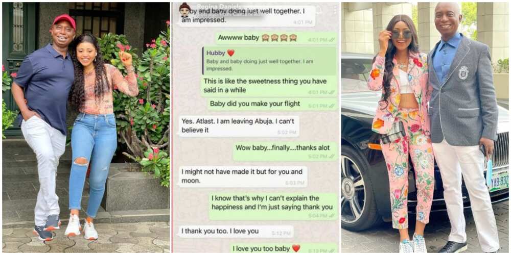 Social media reacts as actress Regina Daniels shows off romantic WhatsApp chat with her billionaire husband