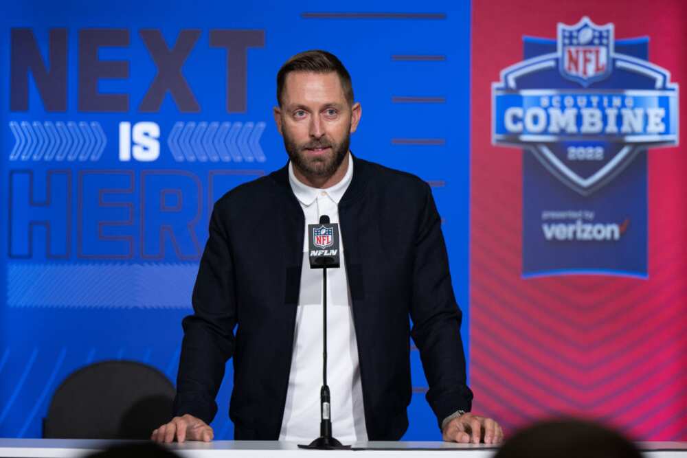 Kliff Kingsbury at a press conference in Indianapolis