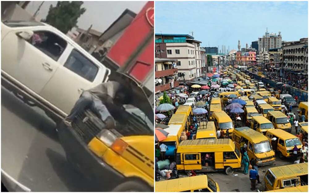 A mechanic has been seen in a video repairing a moving Danfo bus in Lagos