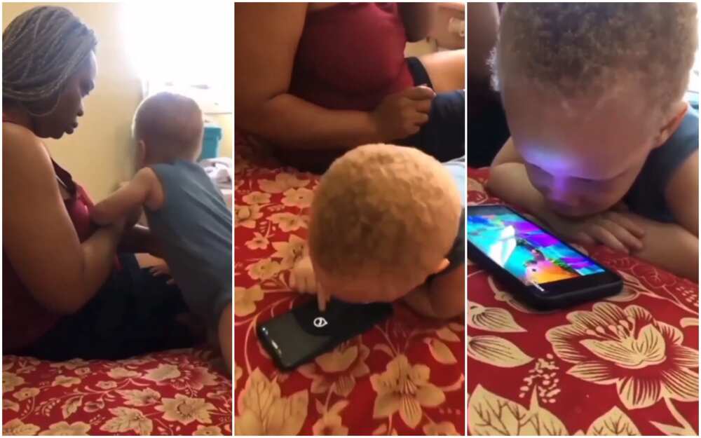 Little kid takes mum's Android phone and operates it like an adult
