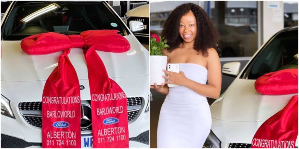 Young lady acquires Mercedes-Benz, shares adorable photos of new whip