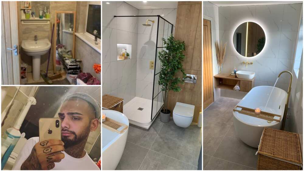 The man's new bathroom looks clean and classy.
Photo source: @Vik41