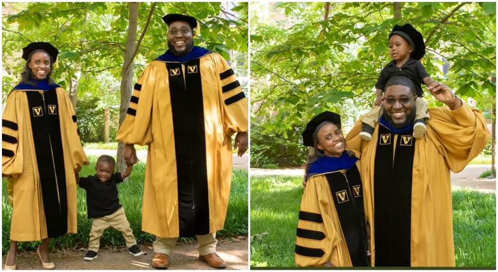 Cute couple finishes Ph.D. together.