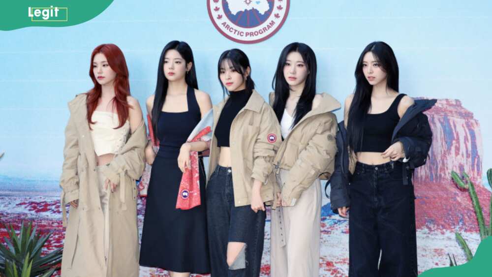 ITZY members at the launch event for the collaboration between CANADA GOOSE and Matt McCormick