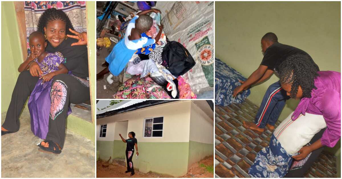 Photos emerge as Nigerian lady builds 2-bedroom house for girl who lived in mud house with her grandma