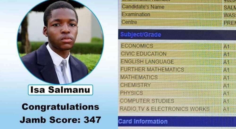 Photos of Isa Salmanu who scored A1 in all nine subjects of WAEC.
