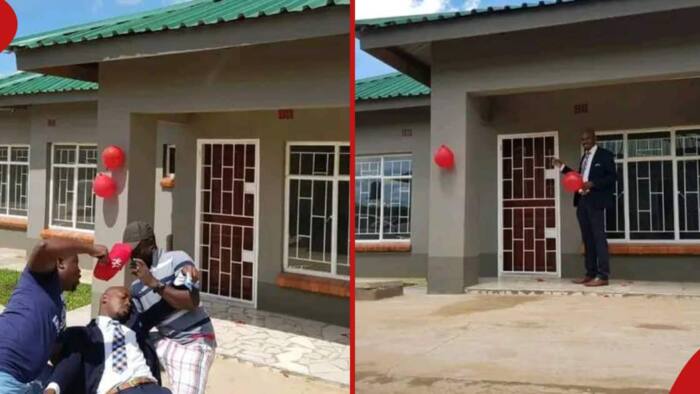 Husband faints after wife surprised him with fine 3-bedroom house she built secretly, photos emerge