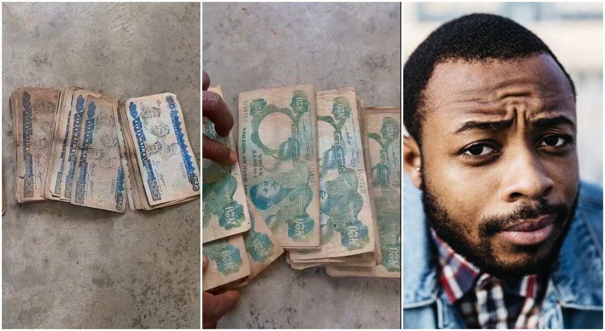 Video: See the old Naira notes this man brought out, they were printed many years ago