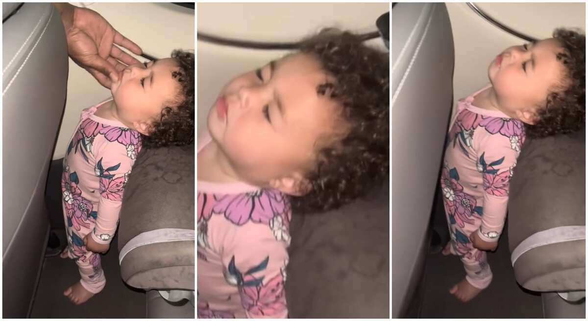 Watch stunning video of little girl who slept off while standing in upright position