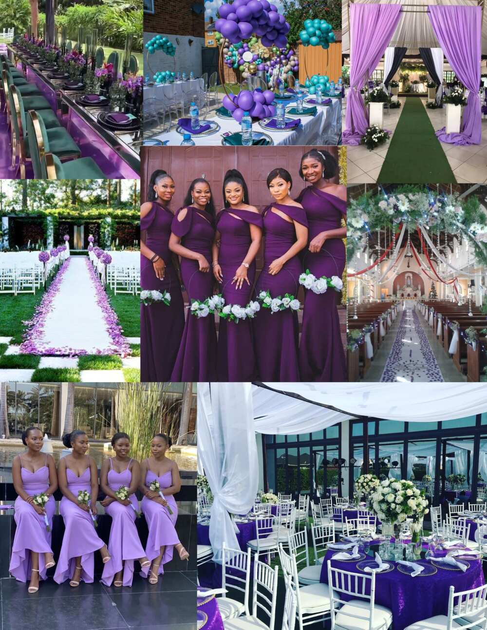 green and purple wedding decorations