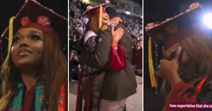 Soldier surprises sister, college graduation, tears