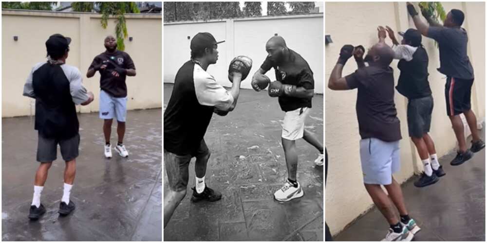 Davido spotted exercising