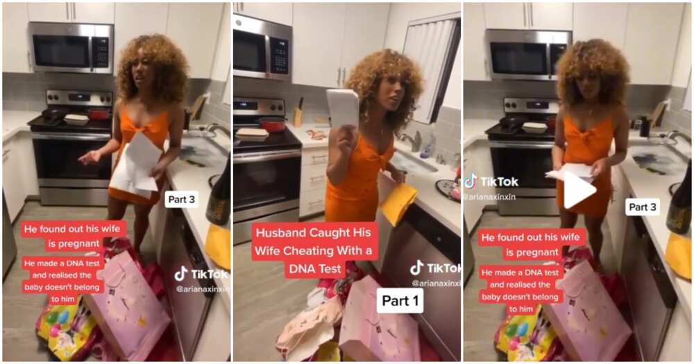 DNA result, wife, man hands wife DNA result