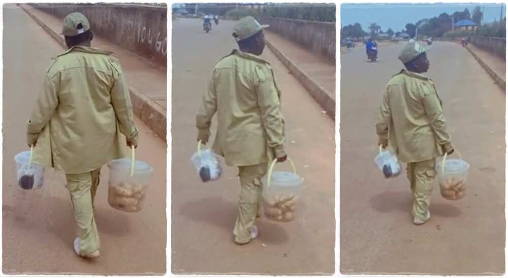 NYSC member goes viral after hawking meat pie.
