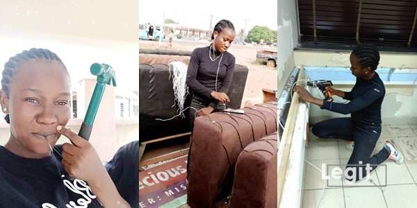 How I Proved People Who Doubted Me Wrong, Nigerian Lady Doing Furniture, Carpentry Work Like Men