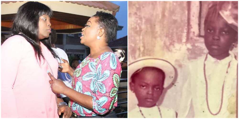 Funke Akindele Bello and sister rock matching outfits in epic throwback photo