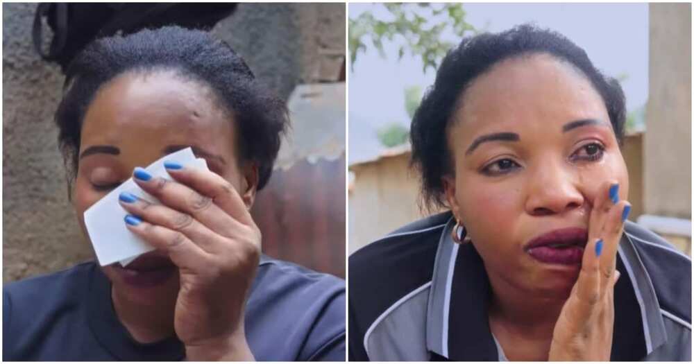 Rwandan mum of 5, Uwineza Ange, woman in tears. Rwandan mum of 5, Uwineza Ange, woman in tears.
