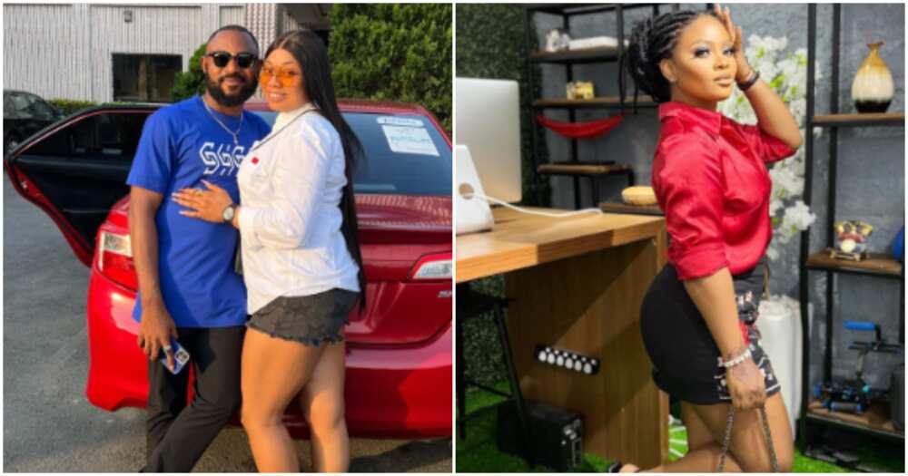 BBNaija star Tega with her hubby and his new woman BBNaija star Tega with her hubby and his new woman