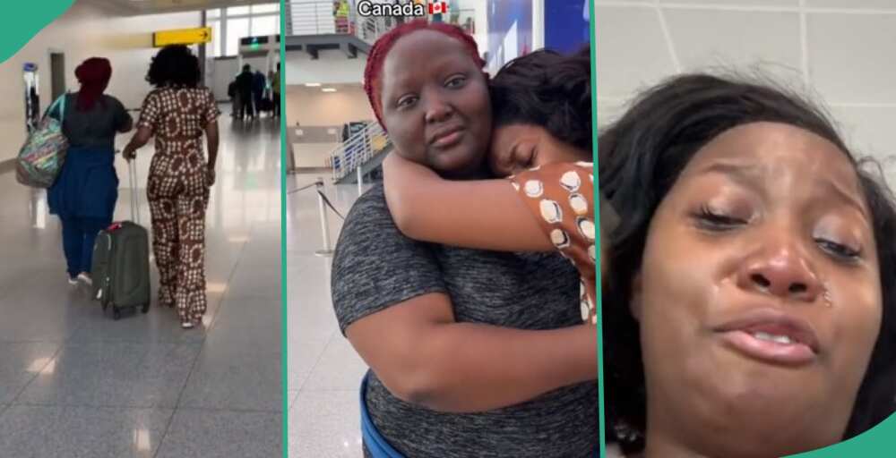 Lady emotional at airport as her sister relocates to Canada, shares video