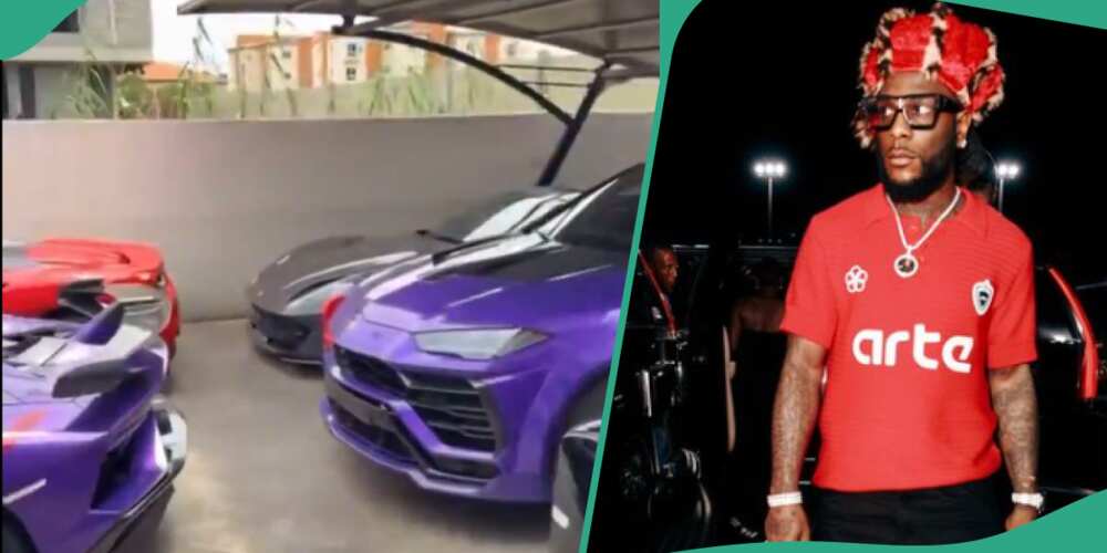Burna Boy's garage filled with expensive cars trend.