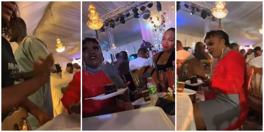 Reactions as Nigerian actress Empress Njamah is spotted in video asking for extra food at wedding